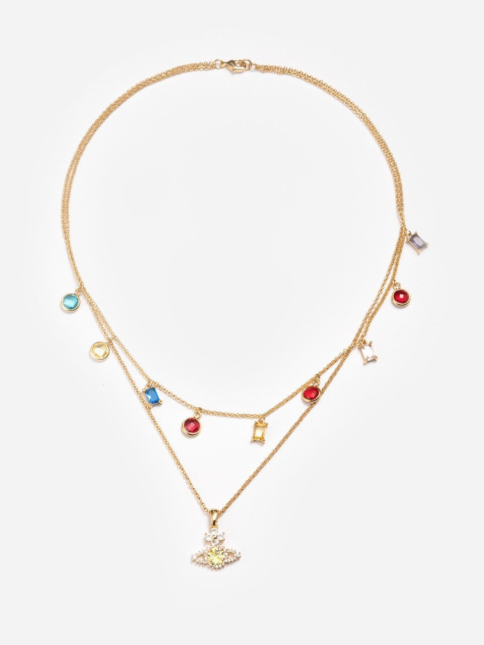 Stacked shiny Saturn zircon pendant clavicle chain ins style sweet and cool temperament versatile necklace for women