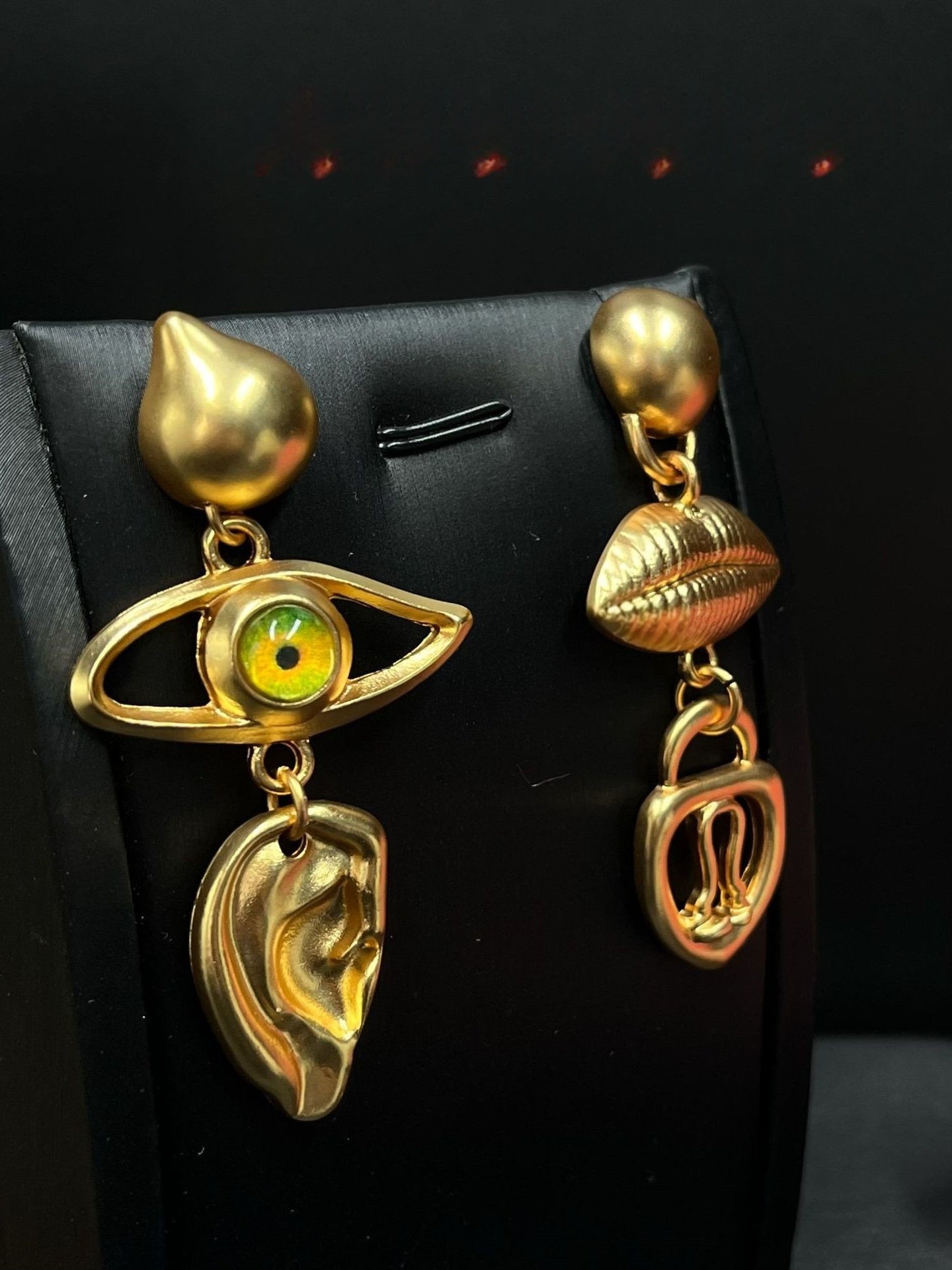 Devil's eye asymmetrical earrings vintage earrings