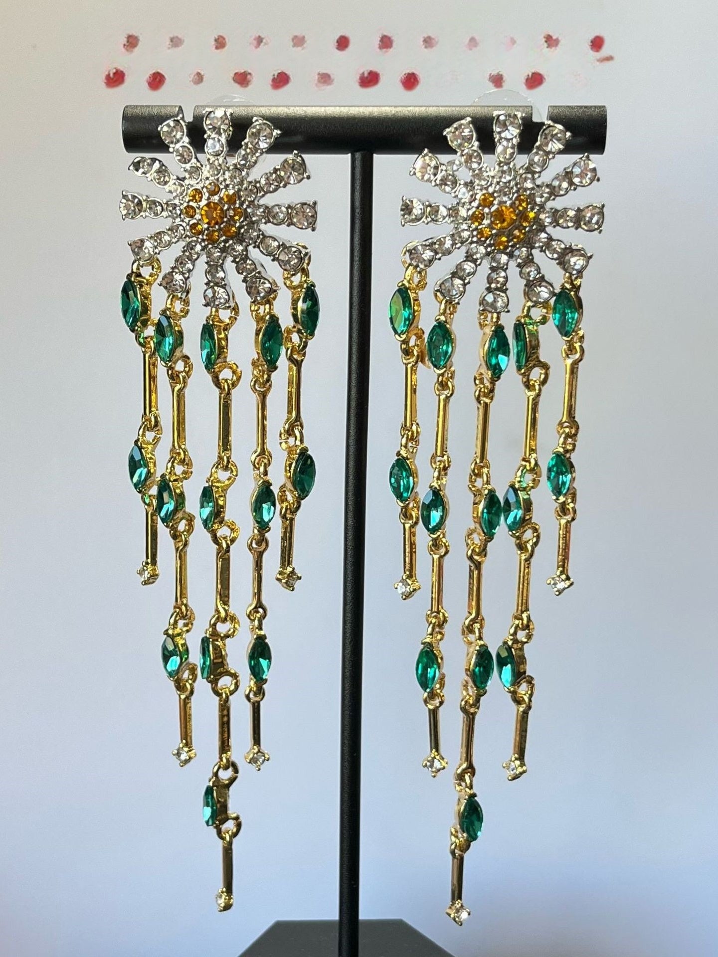 Sunflower flower diamond tassel earrings high-end vintage earrings