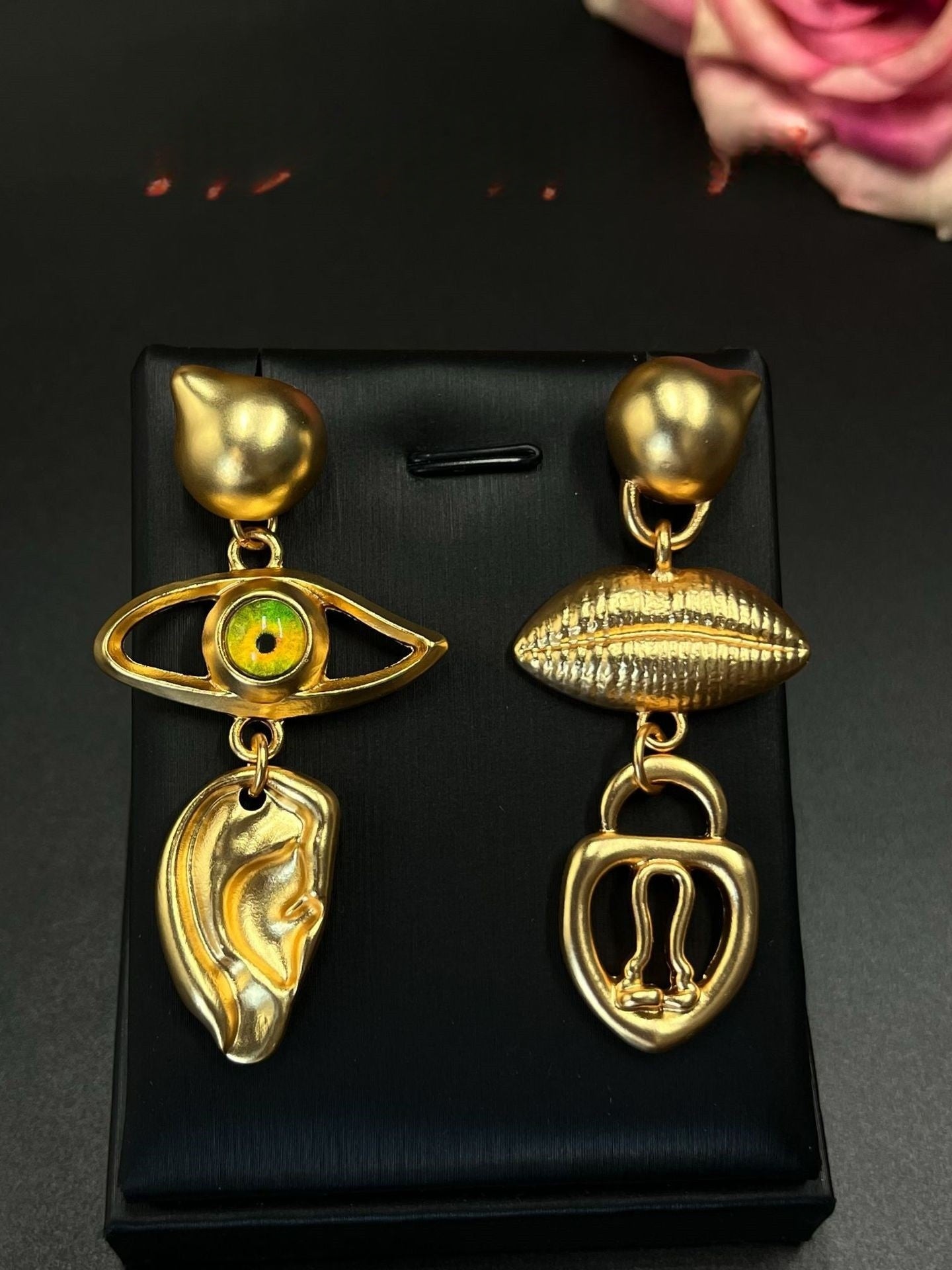 Devil's eye asymmetrical earrings vintage earrings