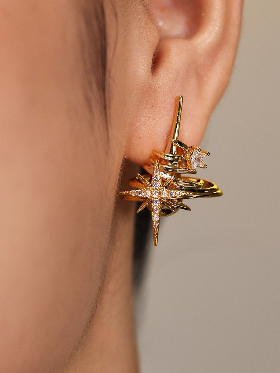 Small star surrounded by star track shining star necklace female new clavicle chain earrings