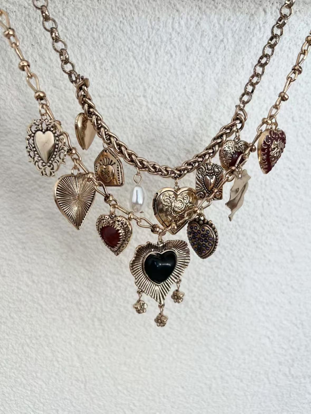 1 set of 2 heavy duty vintage metal love pendant bohemian style