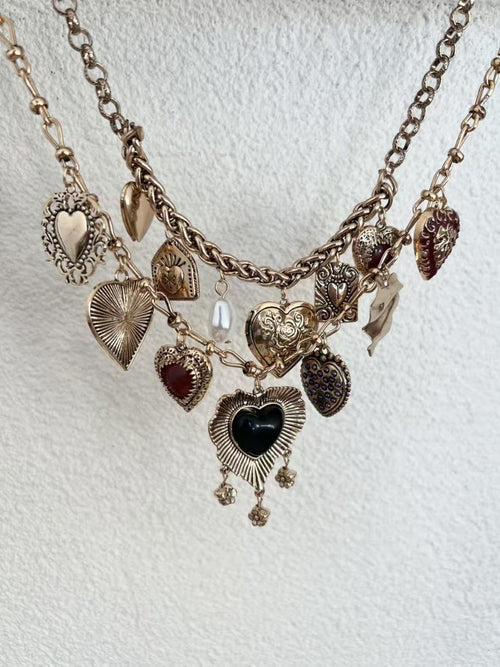 1 set of 2 heavy duty vintage metal love pendant bohemian style