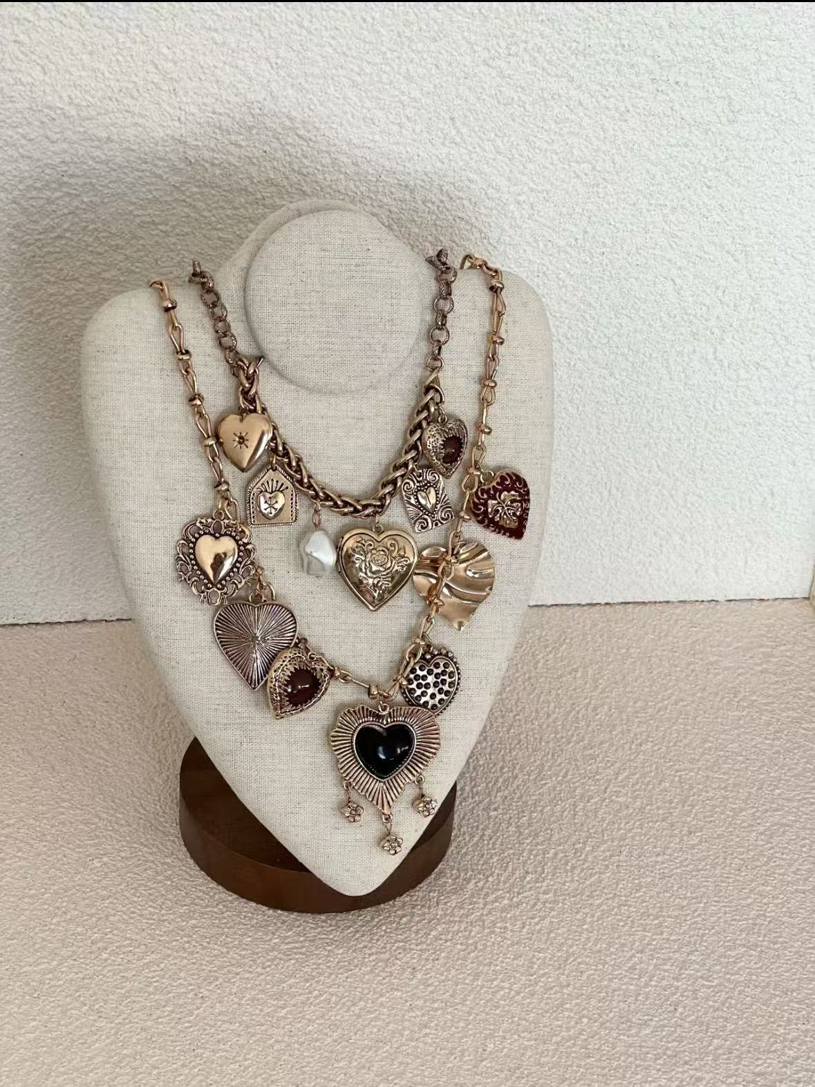 1 set of 2 heavy duty vintage metal love pendant bohemian style