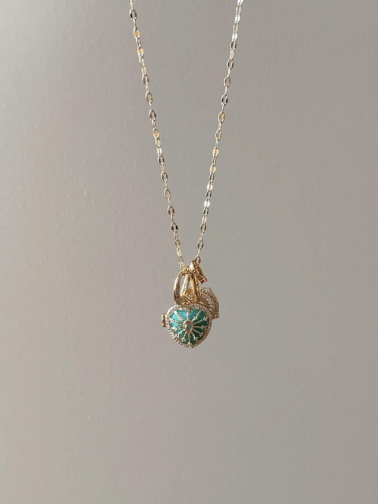 Sunflower heart-shaped DIY pendant fashion luxury sparkling star full diamond necklace